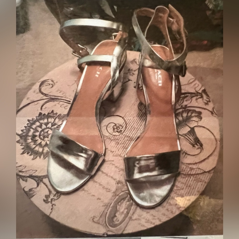 Coach Block Sandals in Silver Size 37
